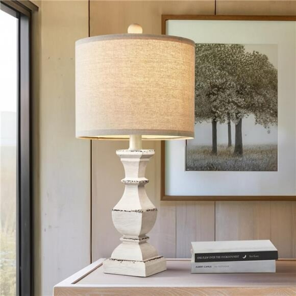 Farmhouse table lamp vintage rustic small bedside nightstand desk lamp decor - Picture 3 of 7